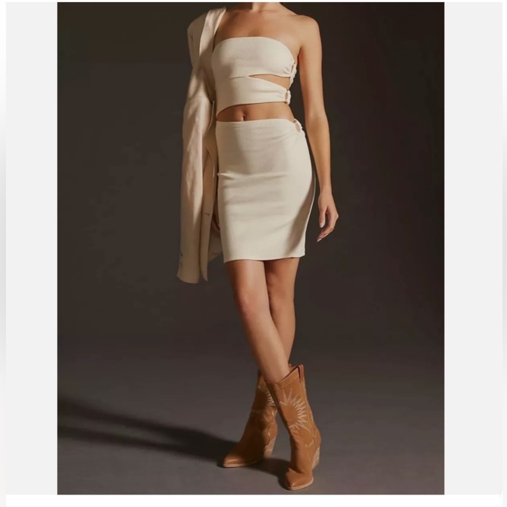 Anthropologie Cream Skirt Set caja 3